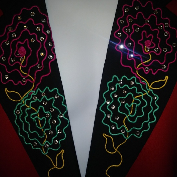 Christmas Red Lady's Single Button Jacket/Blazer - Picture 2 of 3